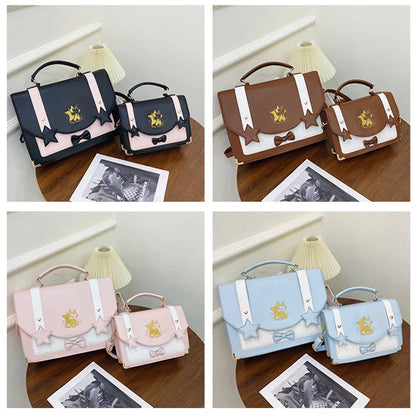 Lovely Japanese Girls Lolita JK Backpacks Satchels HandBags Students Cute Stars Embroidery Bear Briefcases Shoulder Bags
