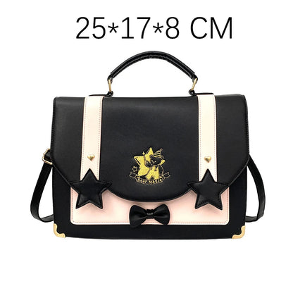 Lovely Japanese Girls Lolita JK Backpacks Satchels HandBags Students Cute Stars Embroidery Bear Briefcases Shoulder Bags