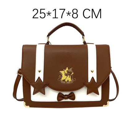 Lovely Japanese Girls Lolita JK Backpacks Satchels HandBags Students Cute Stars Embroidery Bear Briefcases Shoulder Bags