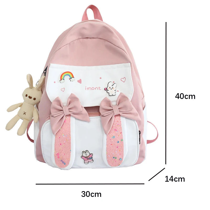 Lovely Korean Style Gilr Lolita Pink Backpacks Messenger Bags Waterproof Transparent Window School Cute Rabbit HandBags Itbags