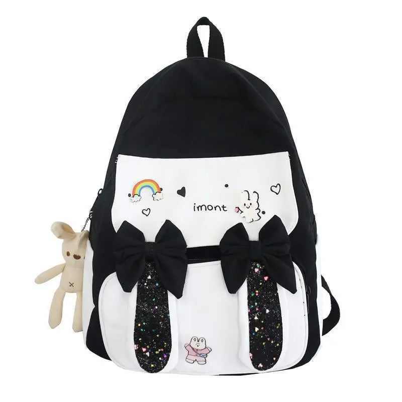Lovely Korean Style Gilr Lolita Pink Backpacks Messenger Bags Waterproof Transparent Window School Cute Rabbit HandBags Itbags