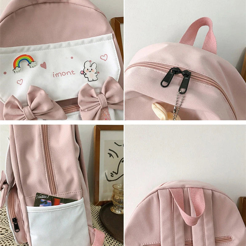 Lovely Korean Style Gilr Lolita Pink Backpacks Messenger Bags Waterproof Transparent Window School Cute Rabbit HandBags Itbags