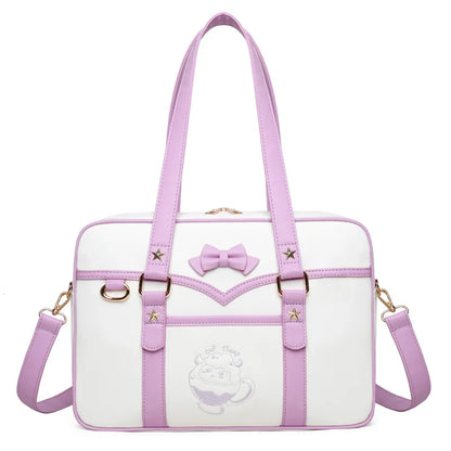 Lovely Korean Style Girl Lolita JK Itbag Briefcase Students Sweet Bowknot Embroidery Lamb Shoulder Bags HandBags Anime