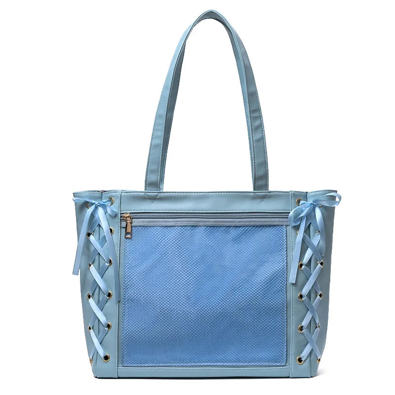 Lovely Korean Style Lolita Girls High-capacity Shoulder Bags Briefcase Female Transparent Tote Hand Bags Itbags