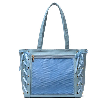 Lovely Korean Style Lolita Girls High-capacity Shoulder Bags Briefcase Female Transparent Tote Hand Bags Itbags