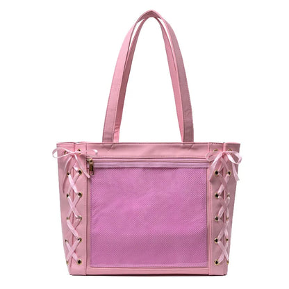 Lovely Korean Style Lolita Girls High-capacity Shoulder Bags Briefcase Female Transparent Tote Hand Bags Itbags