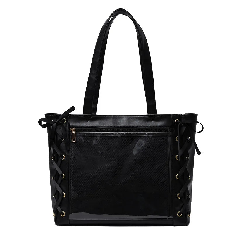 Lovely Korean Style Lolita Girls High-capacity Shoulder Bags Briefcase Female Transparent Tote Hand Bags Itbags