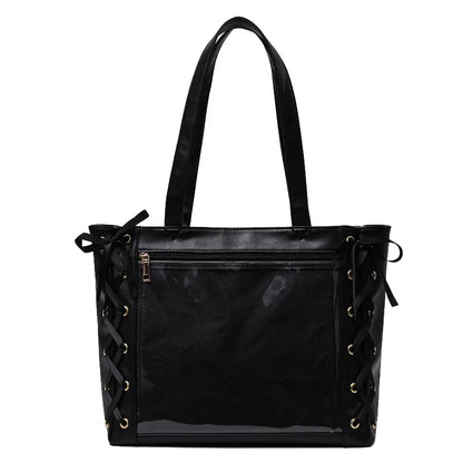 Lovely Korean Style Lolita Girls High-capacity Shoulder Bags Briefcase Female Transparent Tote Hand Bags Itbags