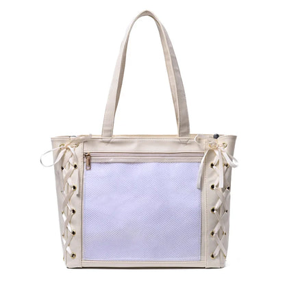 Lovely Korean Style Lolita Girls High-capacity Shoulder Bags Briefcase Female Transparent Tote Hand Bags Itbags