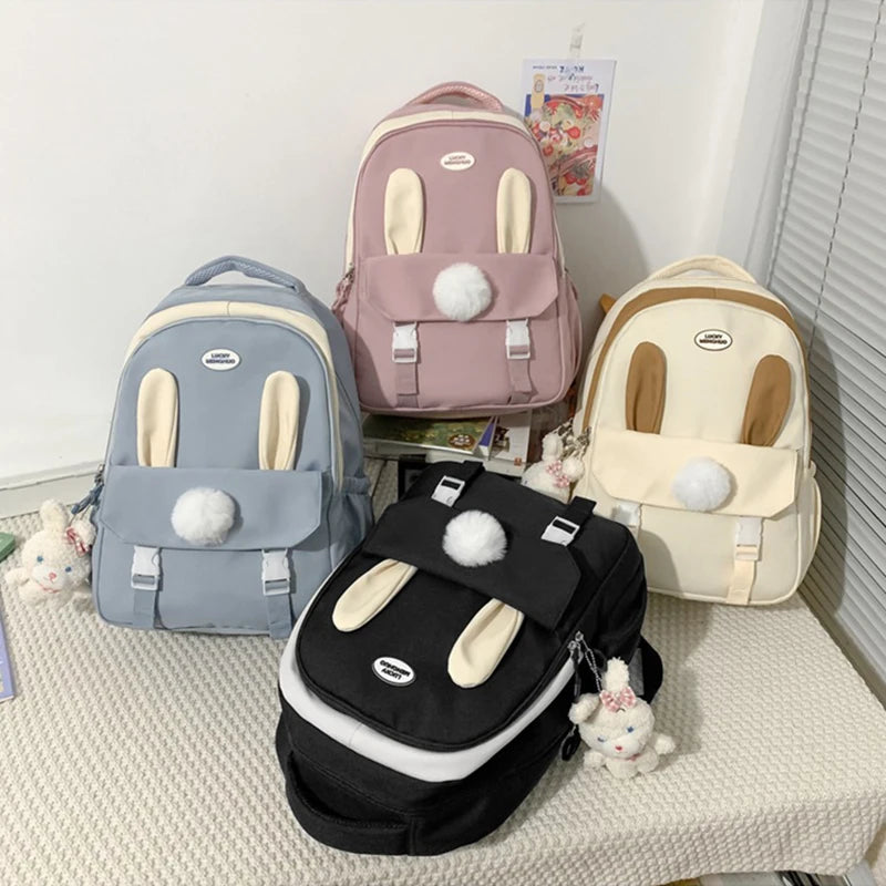 Lovely Korean Style Lolita Girly Girl Backpacks Schoolbags Cute Rabbit Ears Doll Laptop Bags Mochilas Kawaii