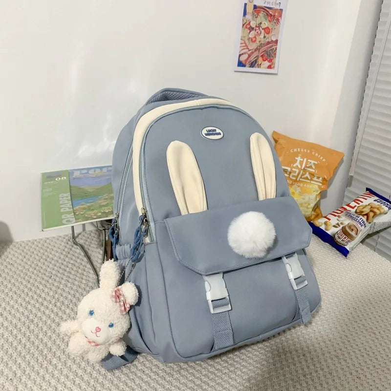 Lovely Korean Style Lolita Girly Girl Backpacks Schoolbags Cute Rabbit Ears Doll Laptop Bags Mochilas Kawaii