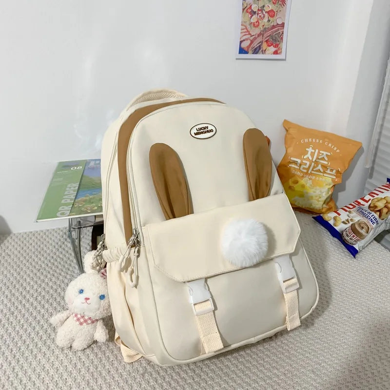 Lovely Korean Style Lolita Girly Girl Backpacks Schoolbags Cute Rabbit Ears Doll Laptop Bags Mochilas Kawaii