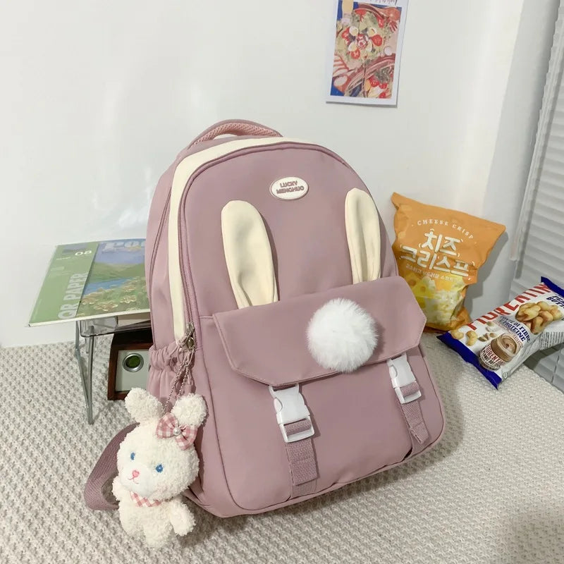 Lovely Korean Style Lolita Girly Girl Backpacks Schoolbags Cute Rabbit Ears Doll Laptop Bags Mochilas Kawaii
