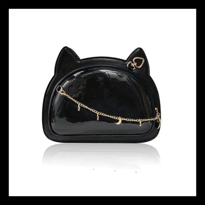 Lovely Lolita Girls Cat Style Itabags Shoulder Bags Kawaii Female Transparent Layer Moon Stars Chain HandBags