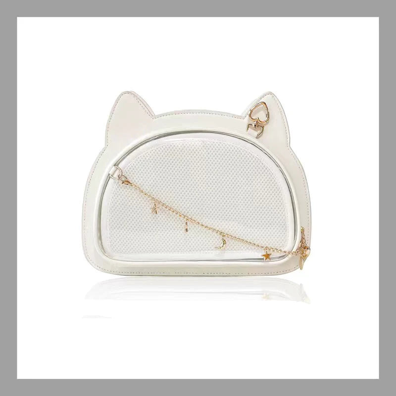 Lovely Lolita Girls Cat Style Itabags Shoulder Bags Kawaii Female Transparent Layer Moon Stars Chain HandBags