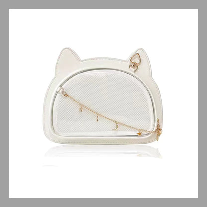 Lovely Lolita Girls Cat Style Itabags Shoulder Bags Kawaii Female Transparent Layer Moon Stars Chain HandBags