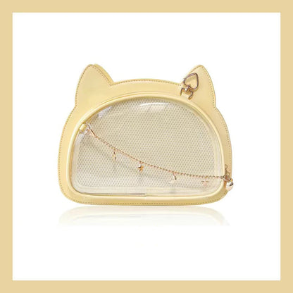 Lovely Lolita Girls Cat Style Itabags Shoulder Bags Kawaii Female Transparent Layer Moon Stars Chain HandBags