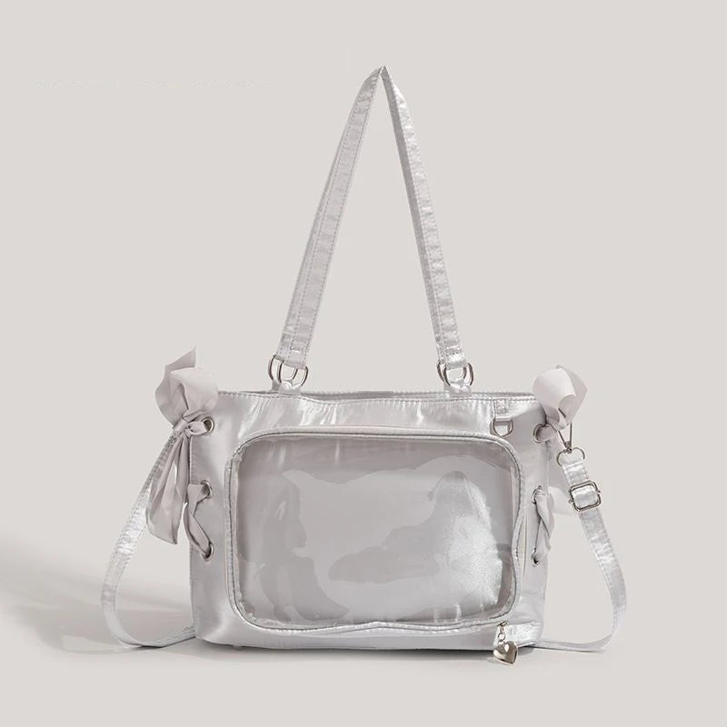 Lovely Lolita Girls Cute Japanese Tote HandBags Female Sweet Two Dimensional Princess Shoulder Bags Transparent Layer Itabags