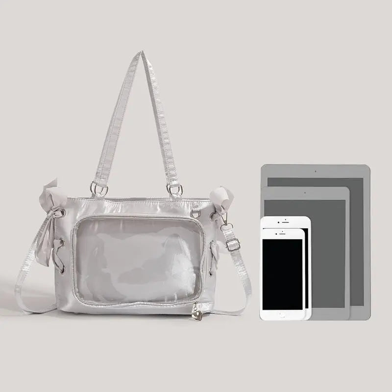 Lovely Lolita Girls Cute Japanese Tote HandBags Female Sweet Two Dimensional Princess Shoulder Bags Transparent Layer Itabags