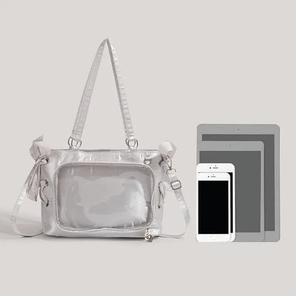 Lovely Lolita Girls Cute Japanese Tote HandBags Female Sweet Two Dimensional Princess Shoulder Bags Transparent Layer Itabags