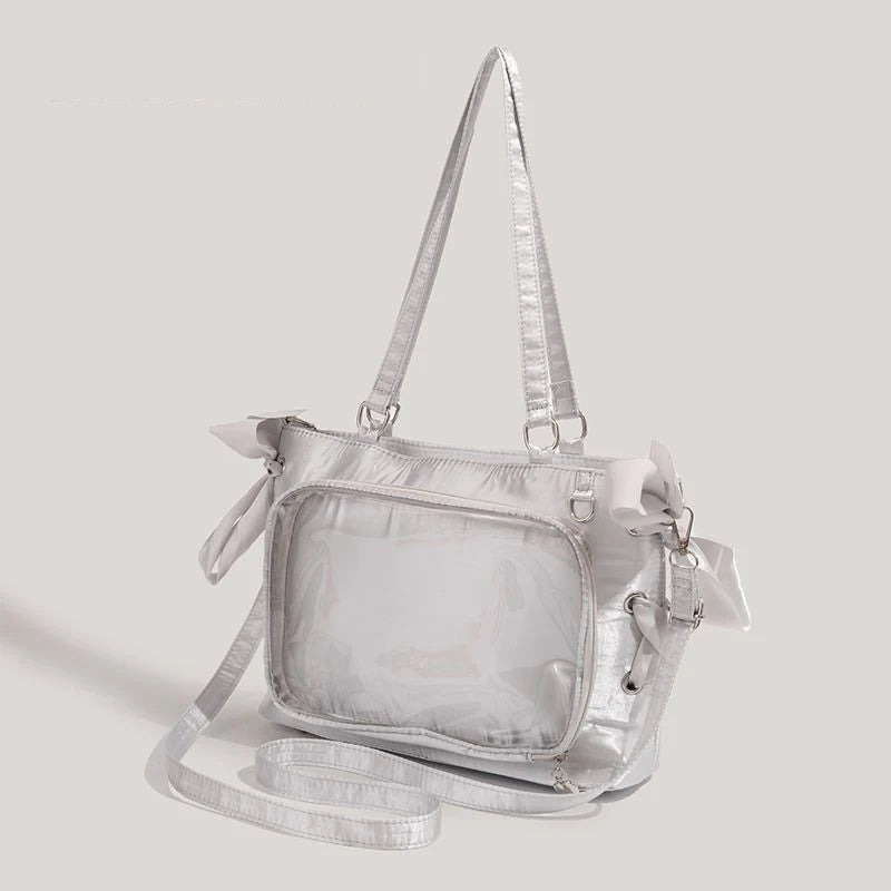 Lovely Lolita Girls Cute Japanese Tote HandBags Female Sweet Two Dimensional Princess Shoulder Bags Transparent Layer Itabags