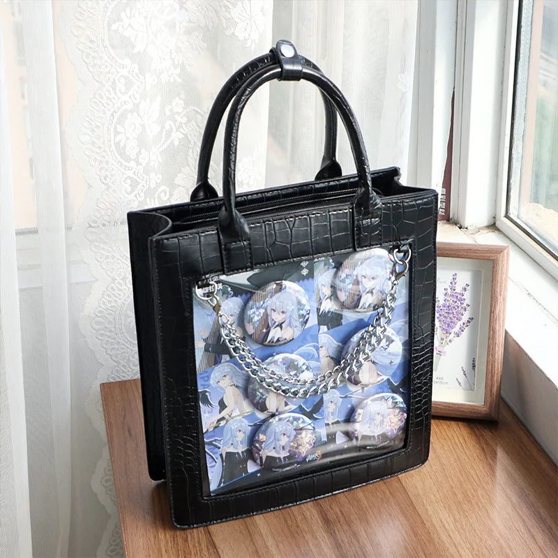 Lovely Lolita Girls Cute Japanese Tote HandBags Sweet Students Two Dimensional Princess Shoulder Bags Transparent Itabags