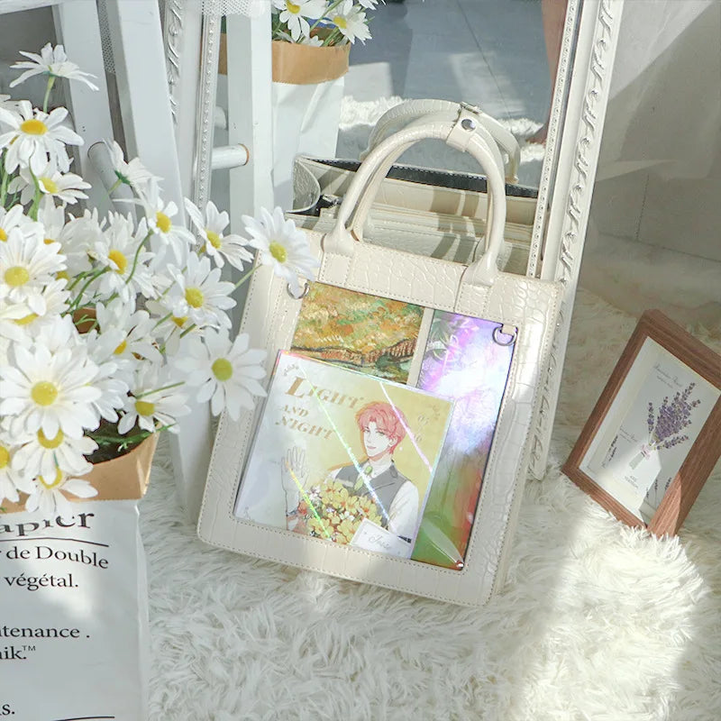 Lovely Lolita Girls Cute Japanese Tote HandBags Sweet Students Two Dimensional Princess Shoulder Bags Transparent Itabags