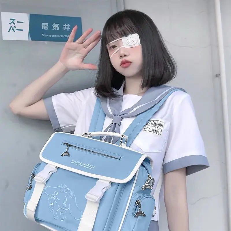 Lovely Lolita Girls Japanese JK Backpacks HandBags Embroidery Cute Dog Students School Briefcases Bookbags