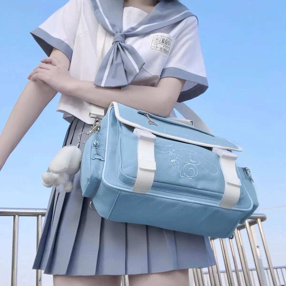Lovely Lolita Girls Japanese JK Backpacks HandBags Embroidery Cute Dog Students School Briefcases Bookbags