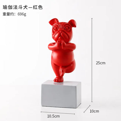 Lovely Yoga French Bulldog Statue Resin Figurines Nordic Creative Cartoon Animals Sculpture Children' Room Decor Crafts