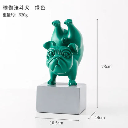 Lovely Yoga French Bulldog Statue Resin Figurines Nordic Creative Cartoon Animals Sculpture Children' Room Decor Crafts