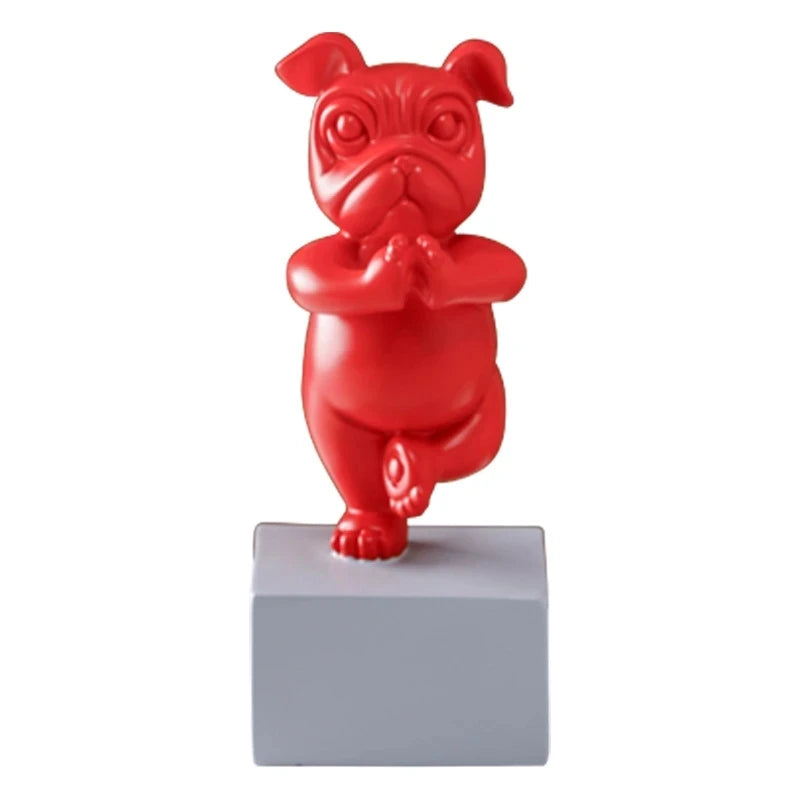 Lovely Yoga French Bulldog Statue Resin Figurines Nordic Creative Cartoon Animals Sculpture Children' Room Decor Crafts