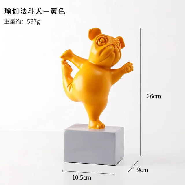 Lovely Yoga French Bulldog Statue Resin Figurines Nordic Creative Cartoon Animals Sculpture Children' Room Decor Crafts