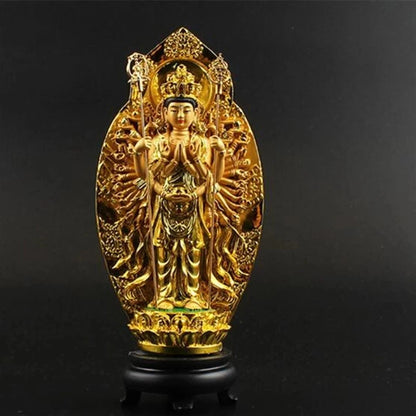 Lucky Buddha Kwan Yin StatueThe Thousand-Hand Bodhisattva Guan Yin Figurine Buddhist Statues Sculptures Home Decor For Good Luck