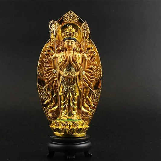 Lucky Buddha Kwan Yin StatueThe Thousand-Hand Bodhisattva Guan Yin Figurine Buddhist Statues Sculptures Home Decor For Good Luck