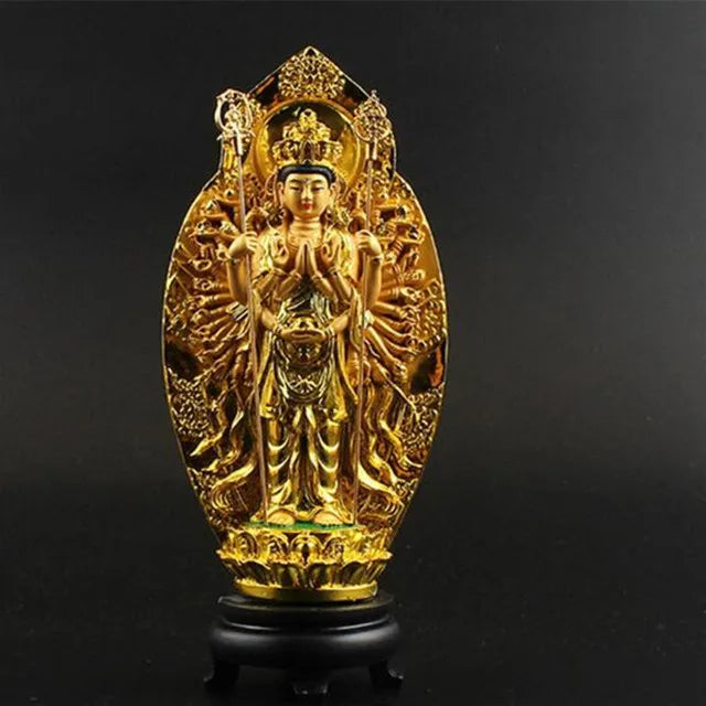 Lucky Buddha Kwan Yin StatueThe Thousand-Hand Bodhisattva Guan Yin Figurine Buddhist Statues Sculptures Home Decor For Good Luck