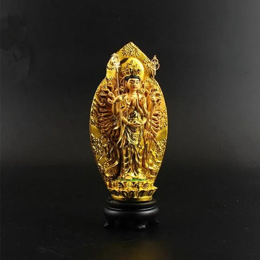 Lucky Buddha Kwan Yin StatueThe Thousand-Hand Bodhisattva Guan Yin Figurine Buddhist Statues Sculptures Home Decor For Good Luck