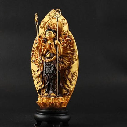 Lucky Buddha Kwan Yin StatueThe Thousand-Hand Bodhisattva Guan Yin Figurine Buddhist Statues Sculptures Home Decor For Good Luck