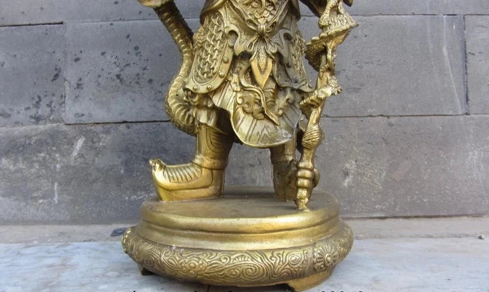 Lucky Chinese Myth Pure Brass Copper Dragon Lord King Longwang Rain God Statue