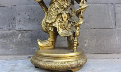 Lucky Chinese Myth Pure Brass Copper Dragon Lord King Longwang Rain God Statue