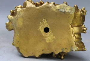 Lucky Chinese Pure Brass Two Fish Play Ball On Auspicious Lotus Leaf Statue