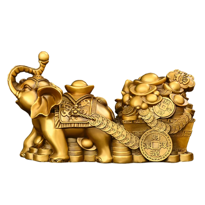 Lucky Elephant Figurines Copper Elephant Pull Yuanbao Jubilee Ruyi Lucky Home Office Desktop Decoration