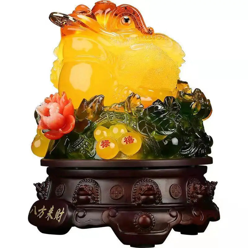 Lucky Feng shui toad decoration cash desk business Hotel home decoration golden cicada mascot  statue home decor