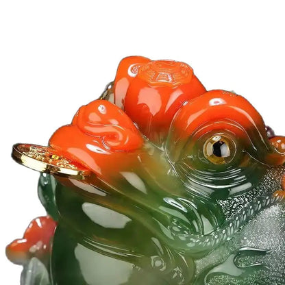 Lucky Feng shui toad decoration cash desk business Hotel home decoration golden cicada mascot  statue home decor