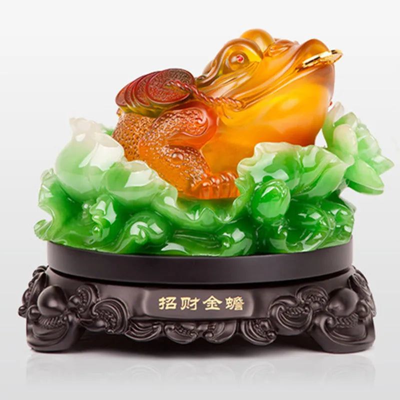 Lucky Feng shui toad statue decoration   cash desk business gift golden cicada mascot wedding gift Hotel home decoration
