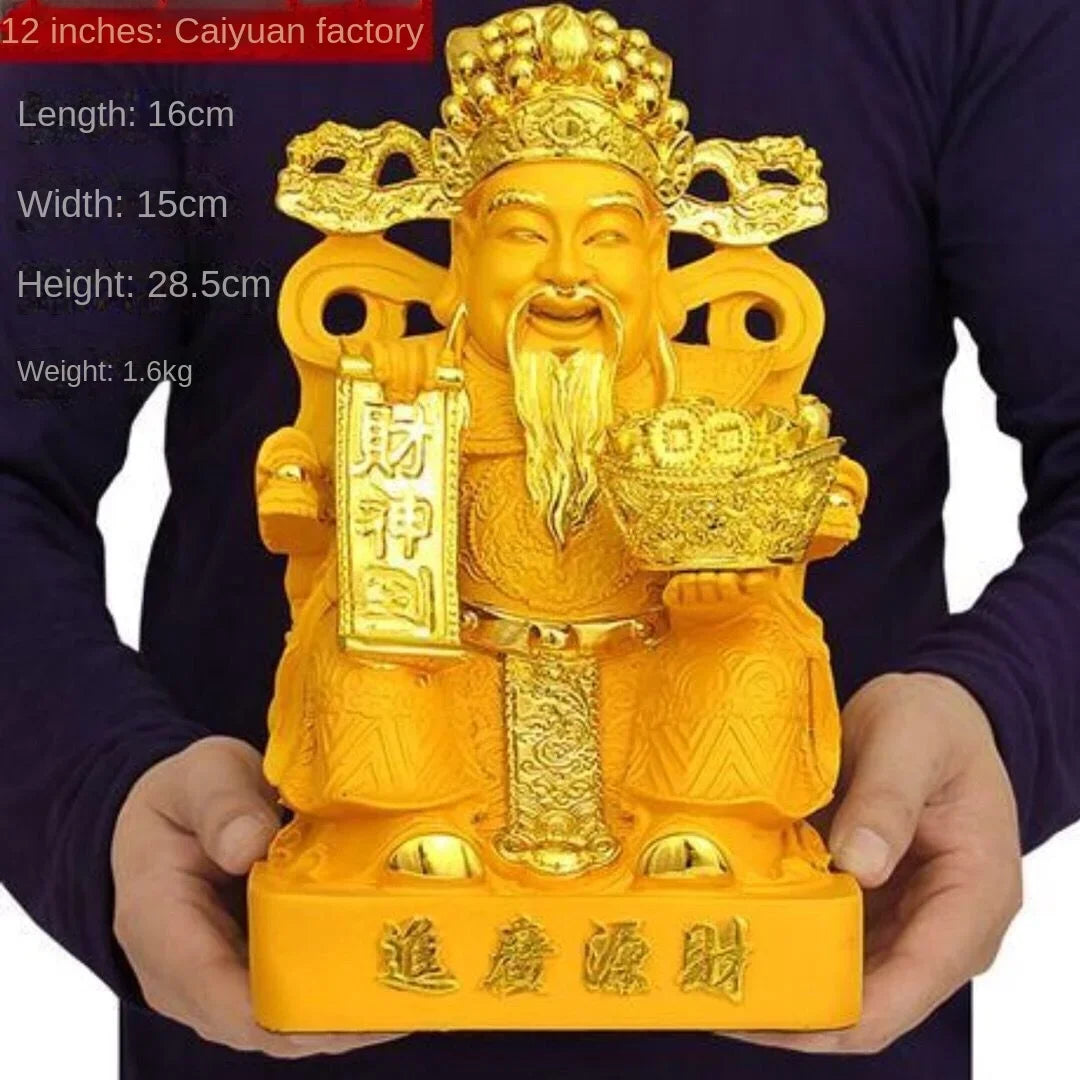 Lucky Fengshui God of Wealth Resin Statue Home Decor Entrance Living Room Decorations Crafts