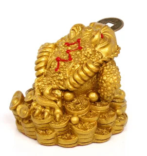 Lucky Fortune Golden Forg China Feng Shui Three-legged Toad Ornaments Opening Gift Desk Home Living Room Crafts