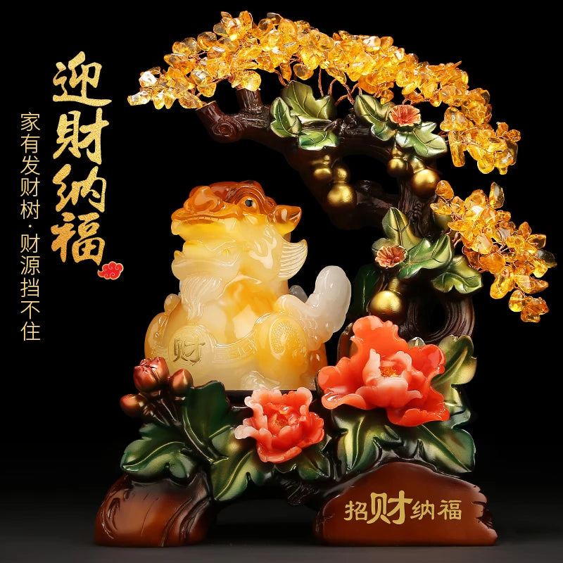 Lucky Golden Toad Pixiu Ornaments money tree Housewarming New Home Office Desktop Opening Gift Home Decoration
