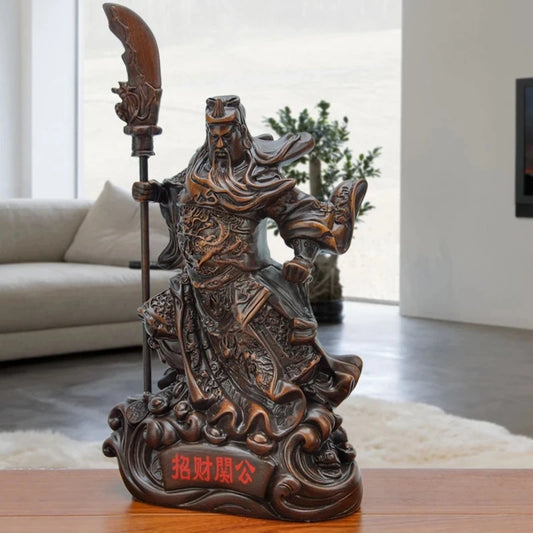Lucky Guan Gong Imitation Wood Guan Yu Wu Cai Shen Guan Erye Living Room Enshrines Buddha Statues Home  Decoration