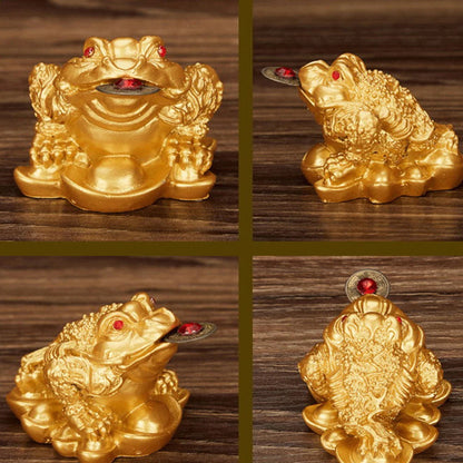 Lucky Ingot Golden Toad Fortune Wealth Chinese Feng Shui Toad Coin Home Decoration Office Tabletop Ornaments Lucky Gifts